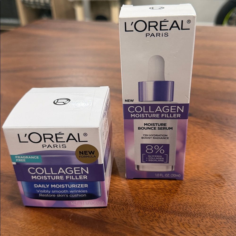 2 L'Oreal Collagen Moisture Filler Serum and cream
